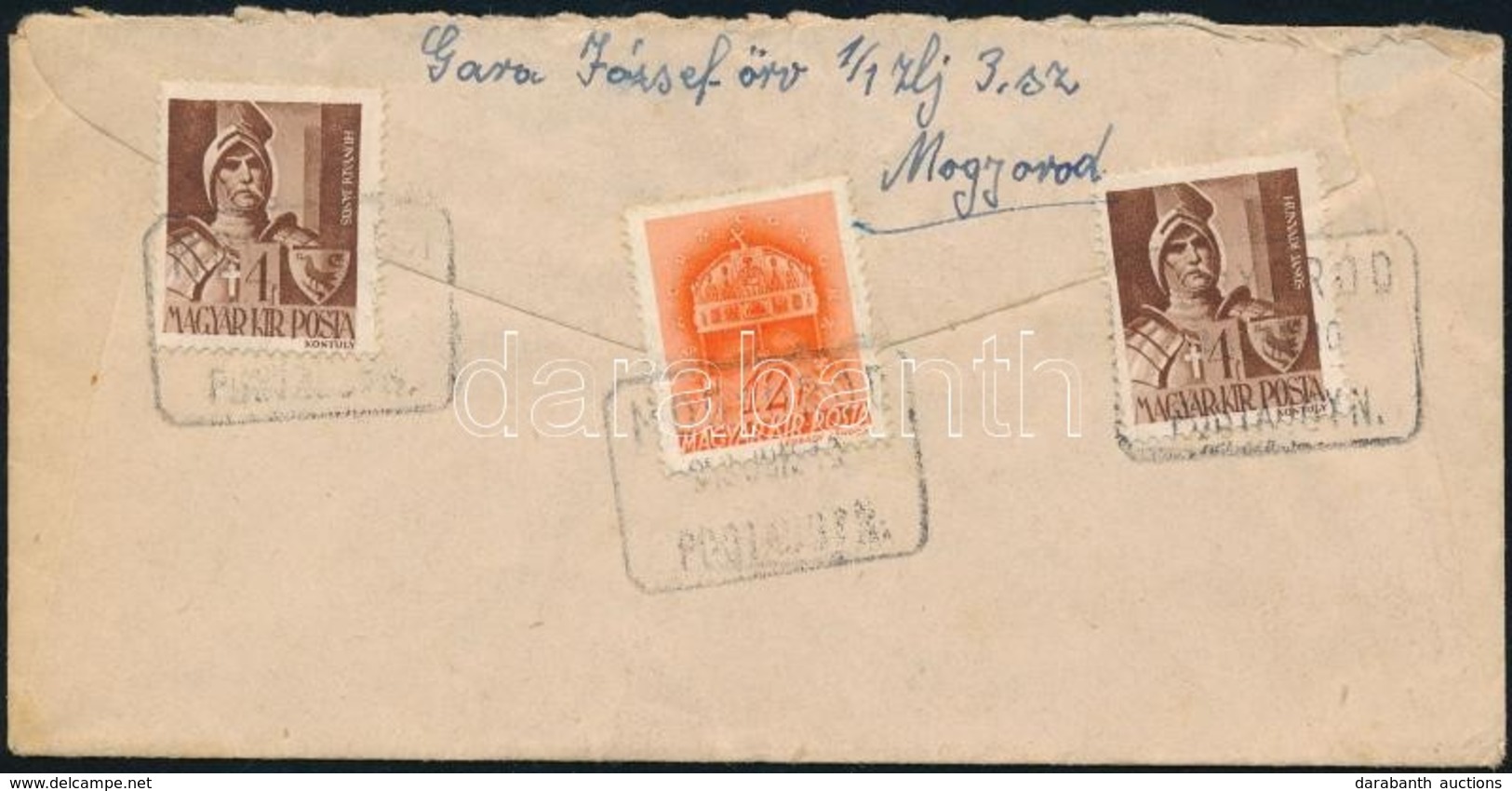 1943 Levél Templom 12f + Hadvezérek 2 X 4f Bérmentesítéssel 'MOGYORÓD' Postaügynökségi Bélyegzéssel - Sonstige & Ohne Zuordnung