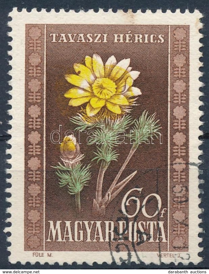 O 1950 Virág 60f, Barna Festékfolt A Sziromban - Sonstige & Ohne Zuordnung