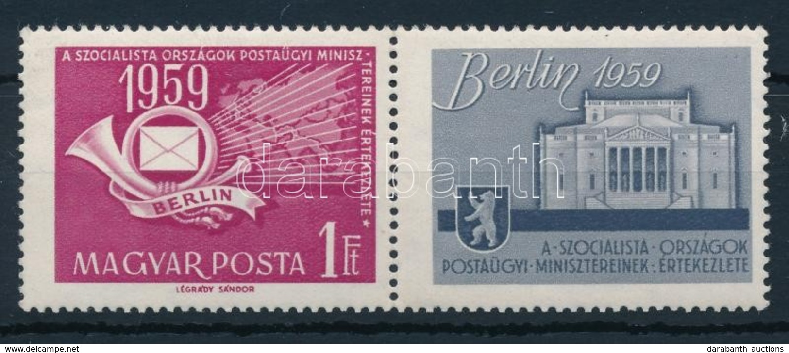 ** 1959 Postaügyi Miniszterek  értekezlete Kett?spont Lemezhiba - Sonstige & Ohne Zuordnung