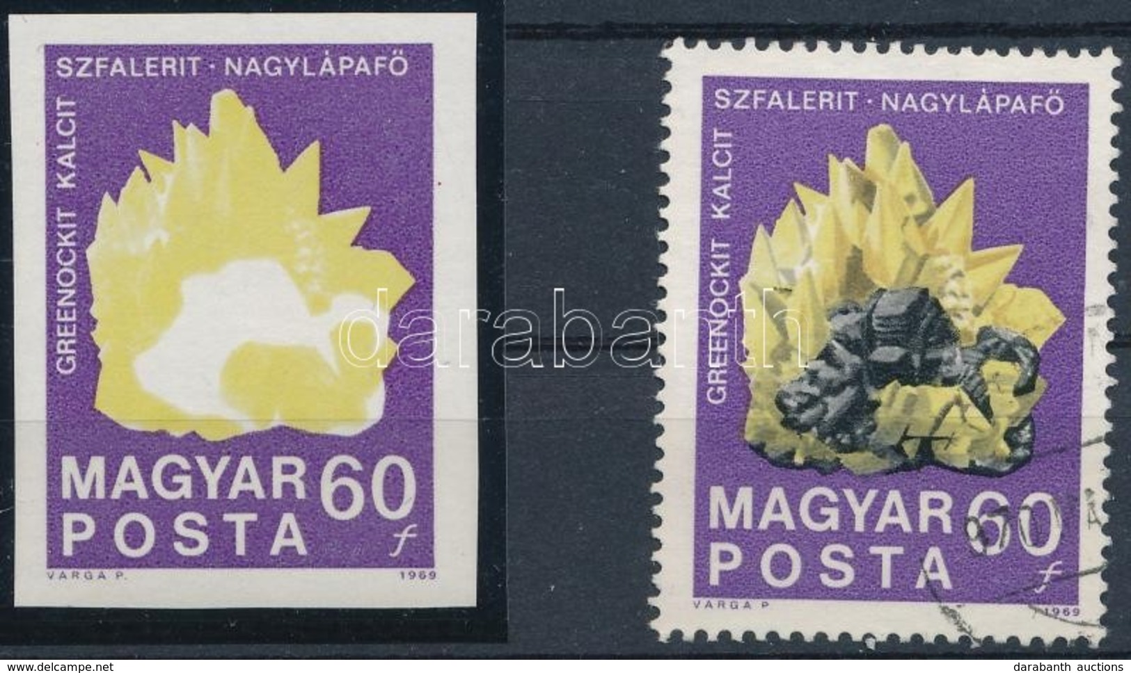 ** 1969 100 éves A Magyar Állami Földtani Intézet Vágott 60f A Fekete Színnyomat Nélkül + Támpéldány - Sonstige & Ohne Zuordnung