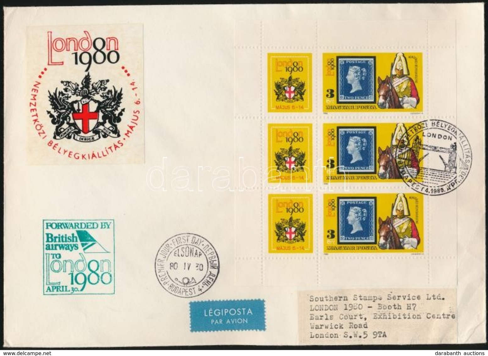 1980 London Kisív Alkalmi Légi FDC A London 80 Kiállításra - Sonstige & Ohne Zuordnung