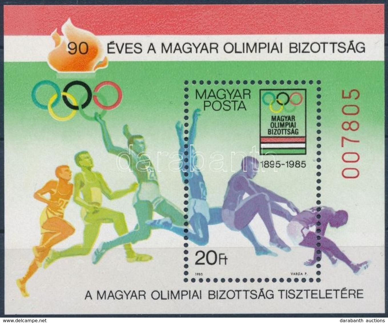 ** 1985 90 éves A Magyar Olimpiai Bizottság AJÁNDÉK Blokk (26.000) - Sonstige & Ohne Zuordnung