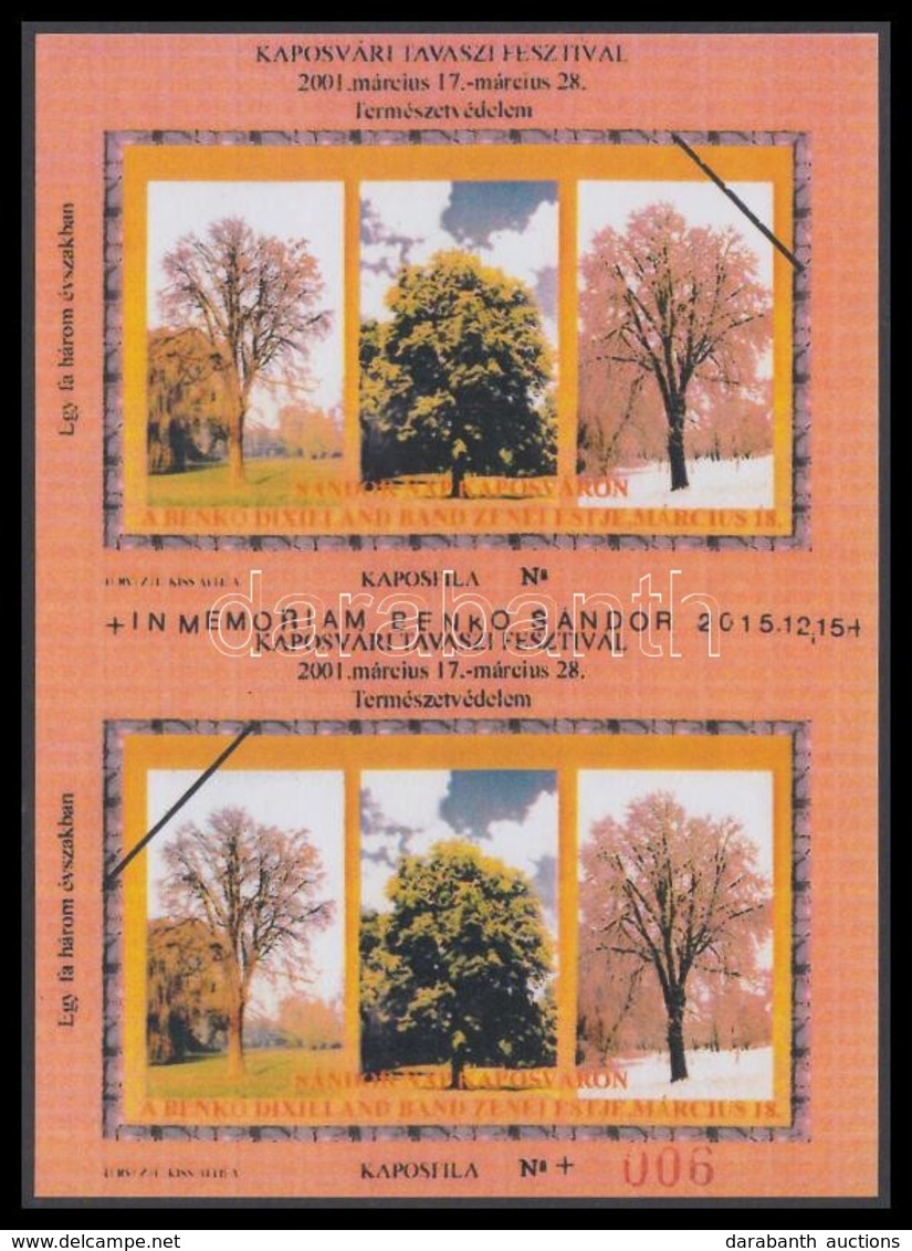 ** 2016 In Memoriam Benkó Sándor 2015. összefügg? Színes és Fekete-fehér Párok A 2001/16/b Emlékív Felülnyomva, Piros So - Sonstige & Ohne Zuordnung