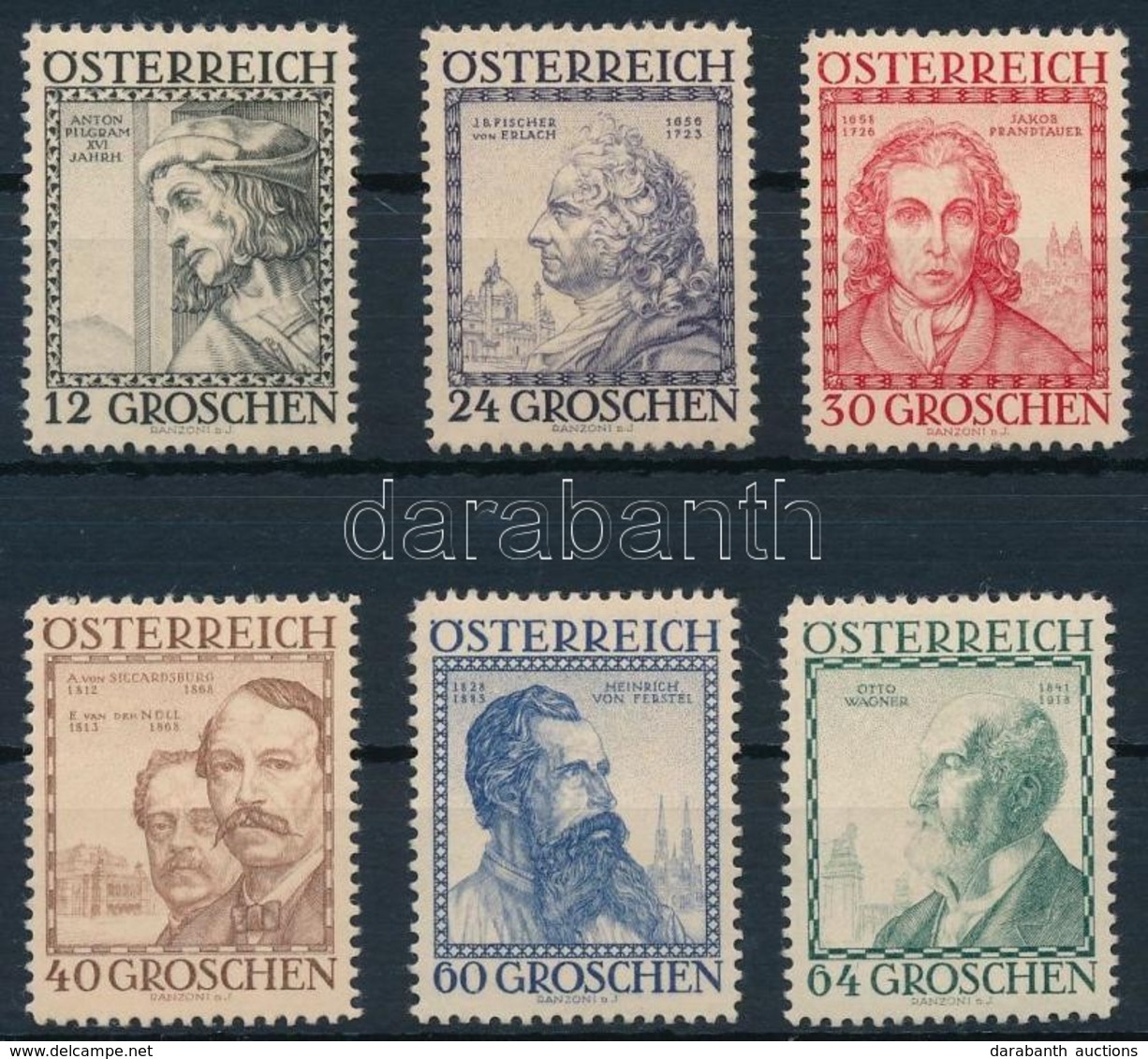 ** 1934 Építészek Sor Mi 591-596 - Sonstige & Ohne Zuordnung