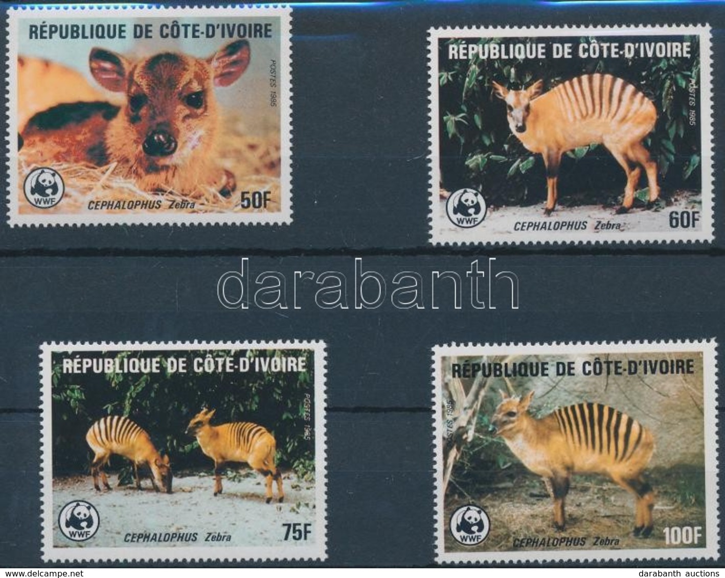 ** 1985 WWF Zebra-bóbitásantilop Sor Mi 881-884 + 4 CM + 4 FDC-n - Andere & Zonder Classificatie