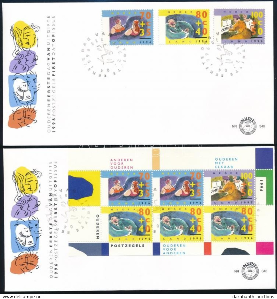 1996 Senior Munka Sor + Blokk 2 FDC-n  Mi 1571 - 1573 + Mi 48 - Sonstige & Ohne Zuordnung