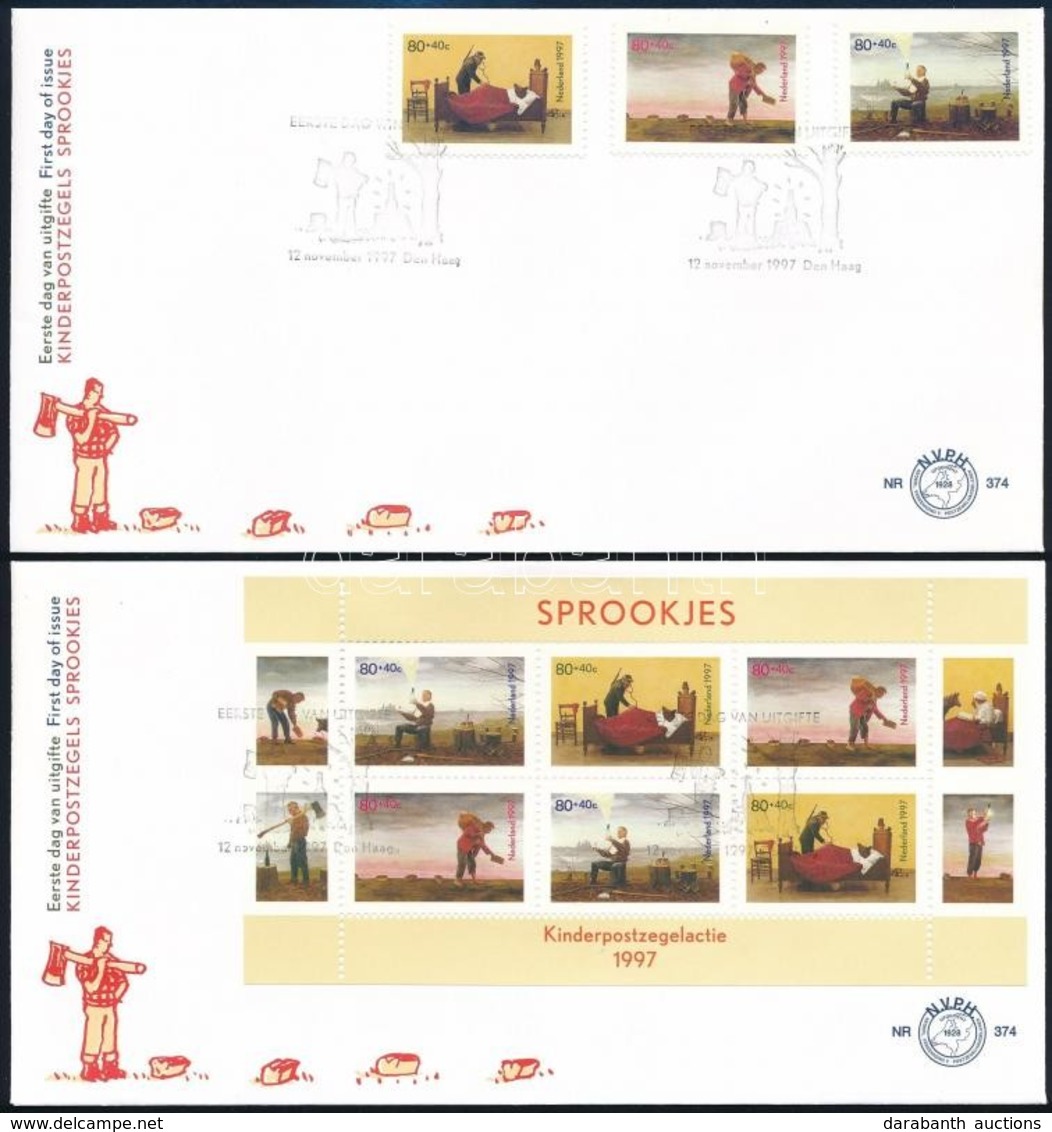 1997 Mesék Sor + Blokk 2 FDC-n  Mi 1632 - 1634  + Mi 54 - Andere & Zonder Classificatie