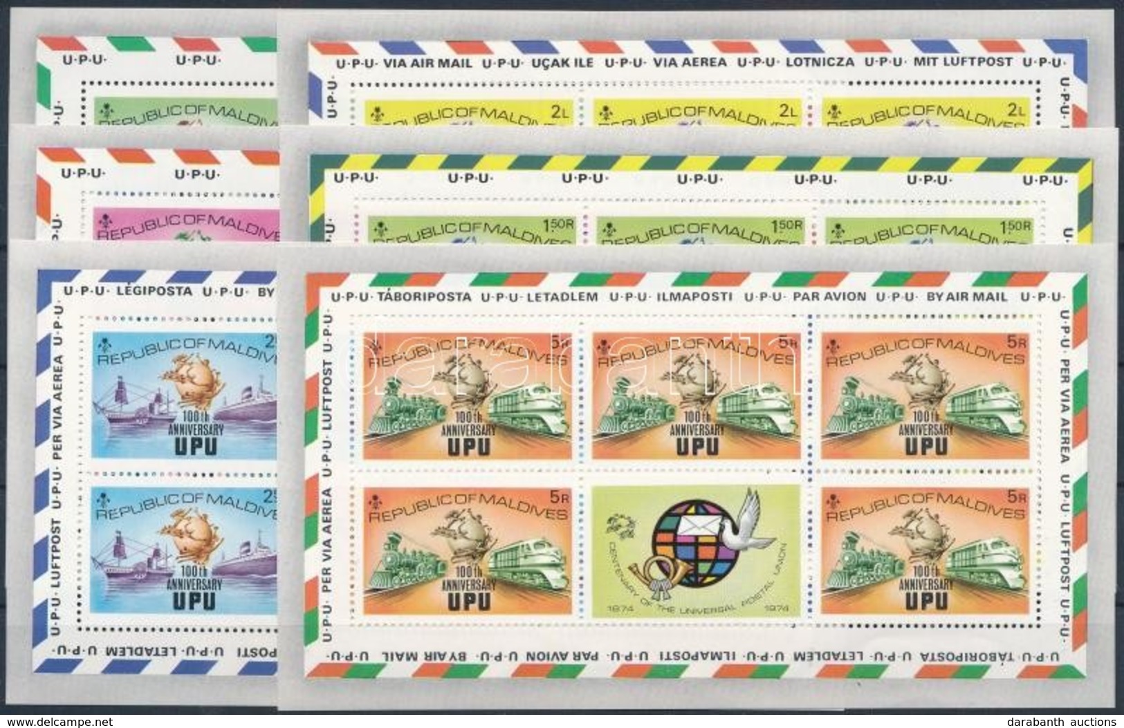 ** 1974 100 éves Az UPU Kisívsor Mi 514-519 C - Andere & Zonder Classificatie