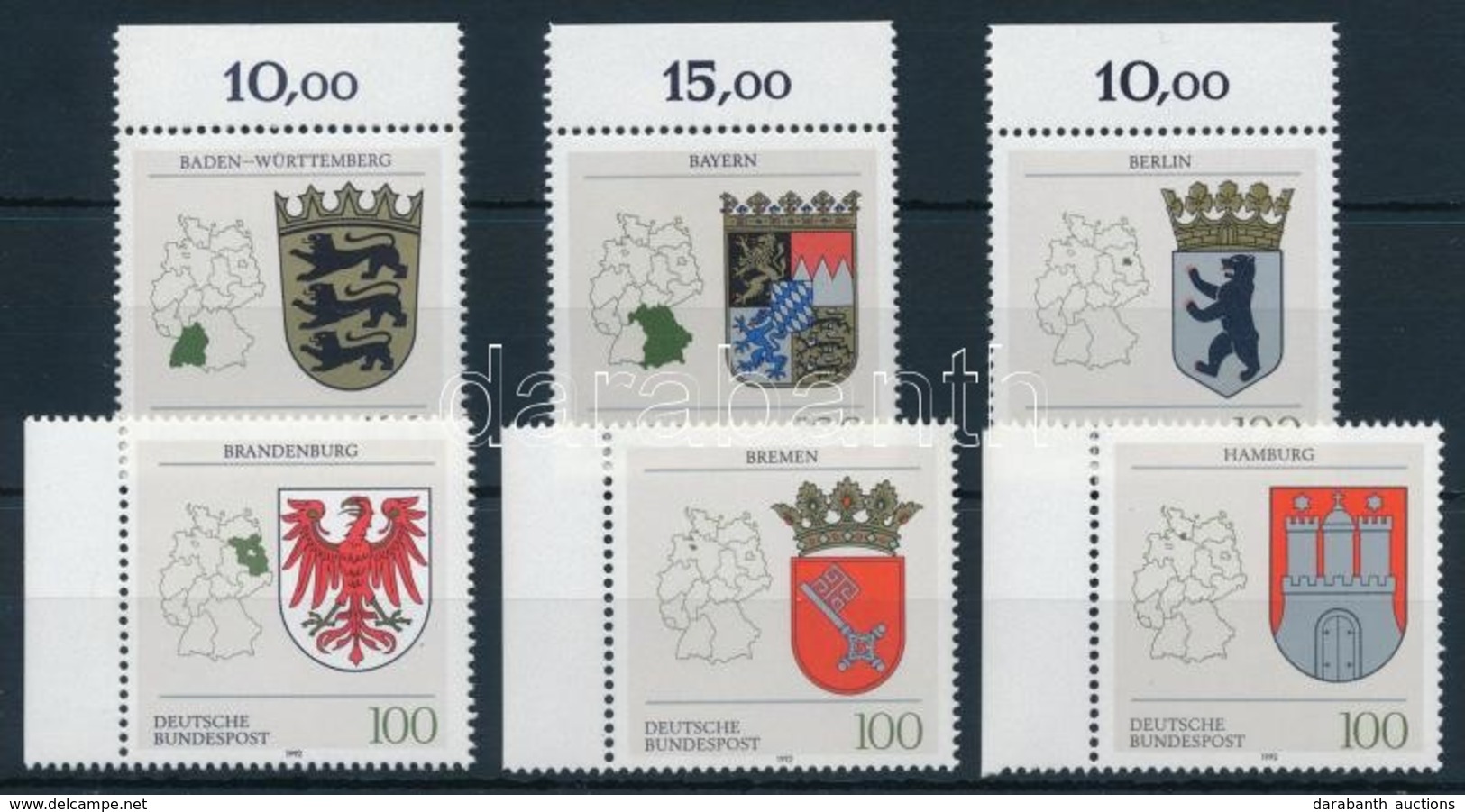 ** 1992 Tartományi Címerek ívszéli Sor Mi 1586-1591 - Andere & Zonder Classificatie