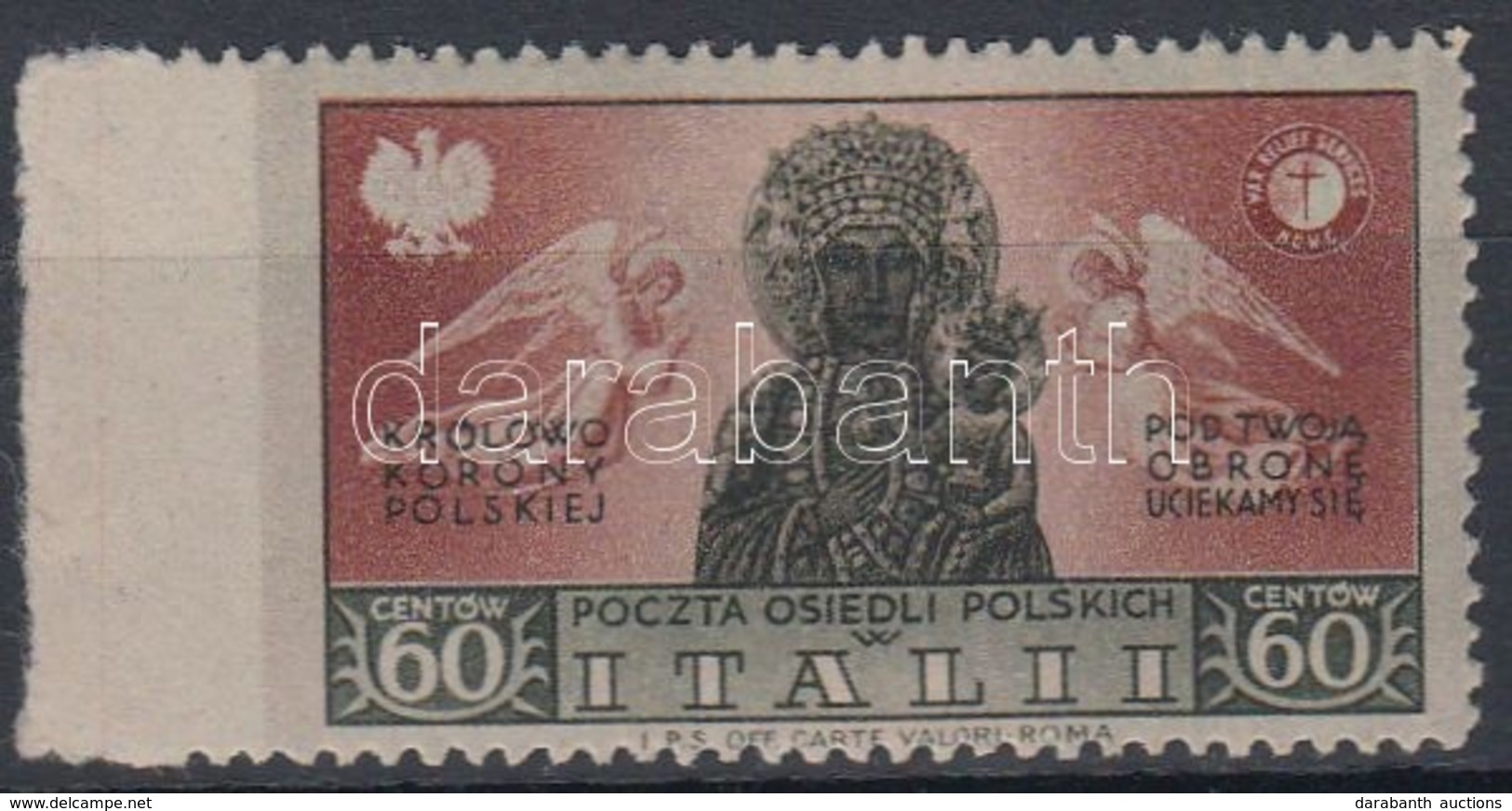 ** Lengyel Hadtest / Polish Corps 1946 Sassone 21 Bal Oldalon Fogazatlan / Imperforate On The Left. Certificate: Carraro - Sonstige & Ohne Zuordnung