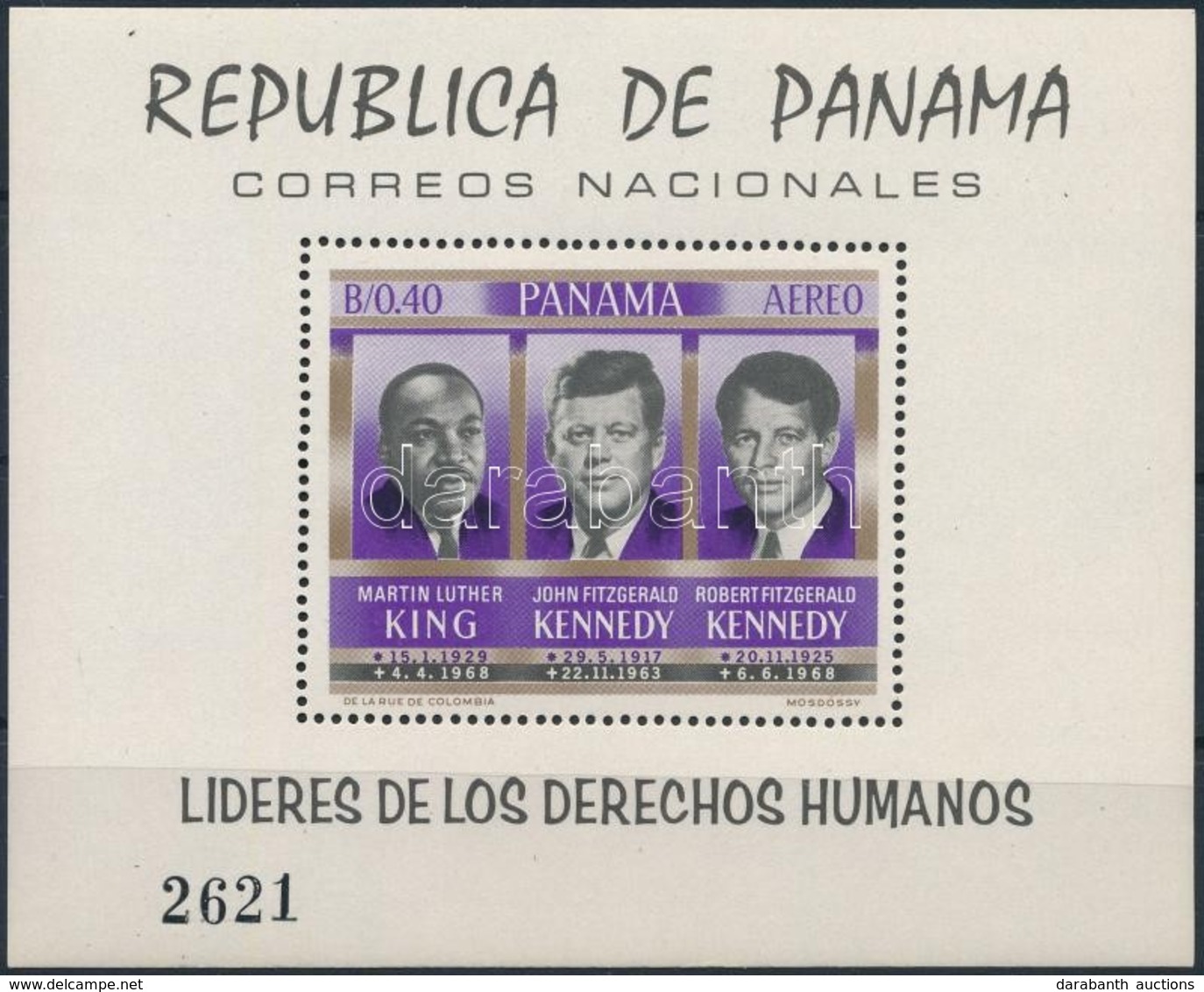 ** 1968 John és Robert Kennedy, Martin Luther King Blokk Mi 102 - Andere & Zonder Classificatie