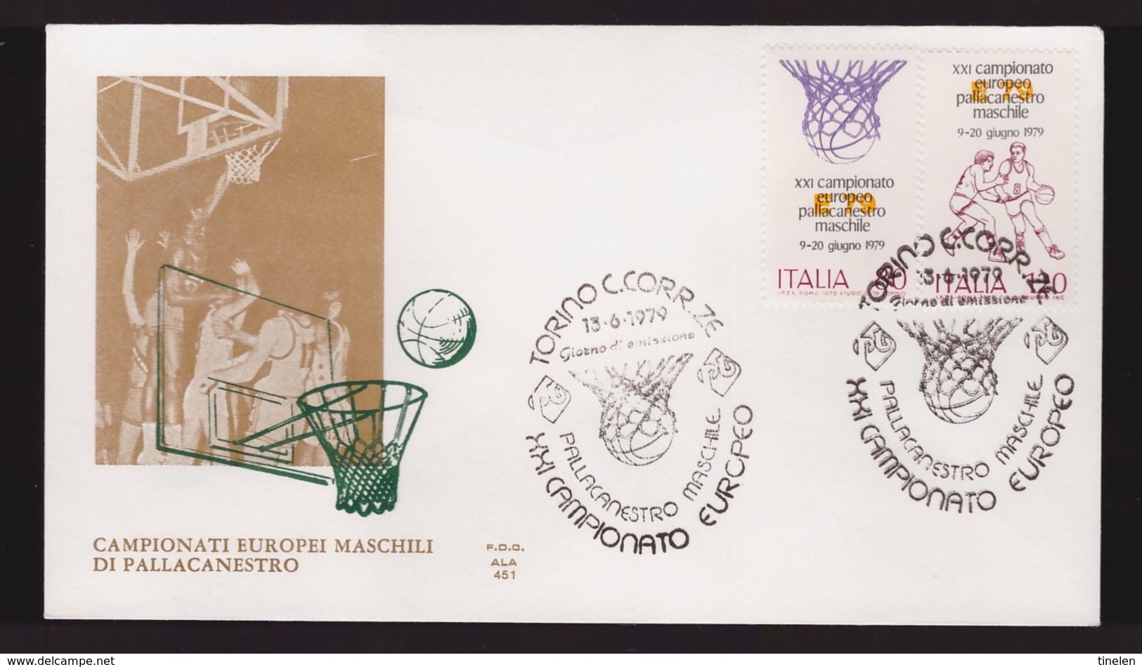 ITALIA - 1979 FDC CAMPIONATI EUROPEI MASCHILI DI PALLACANESTRO - Pallacanestro