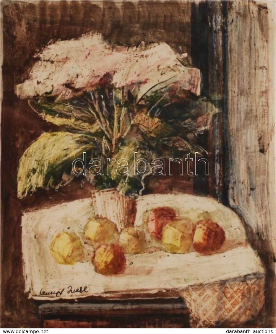 Czumpf Imre (1898-1973): Virágcsendélet. Vegyes Technika, Papír, Jelzett, üvegezett Keretben, 23×20 Cm - Andere & Zonder Classificatie