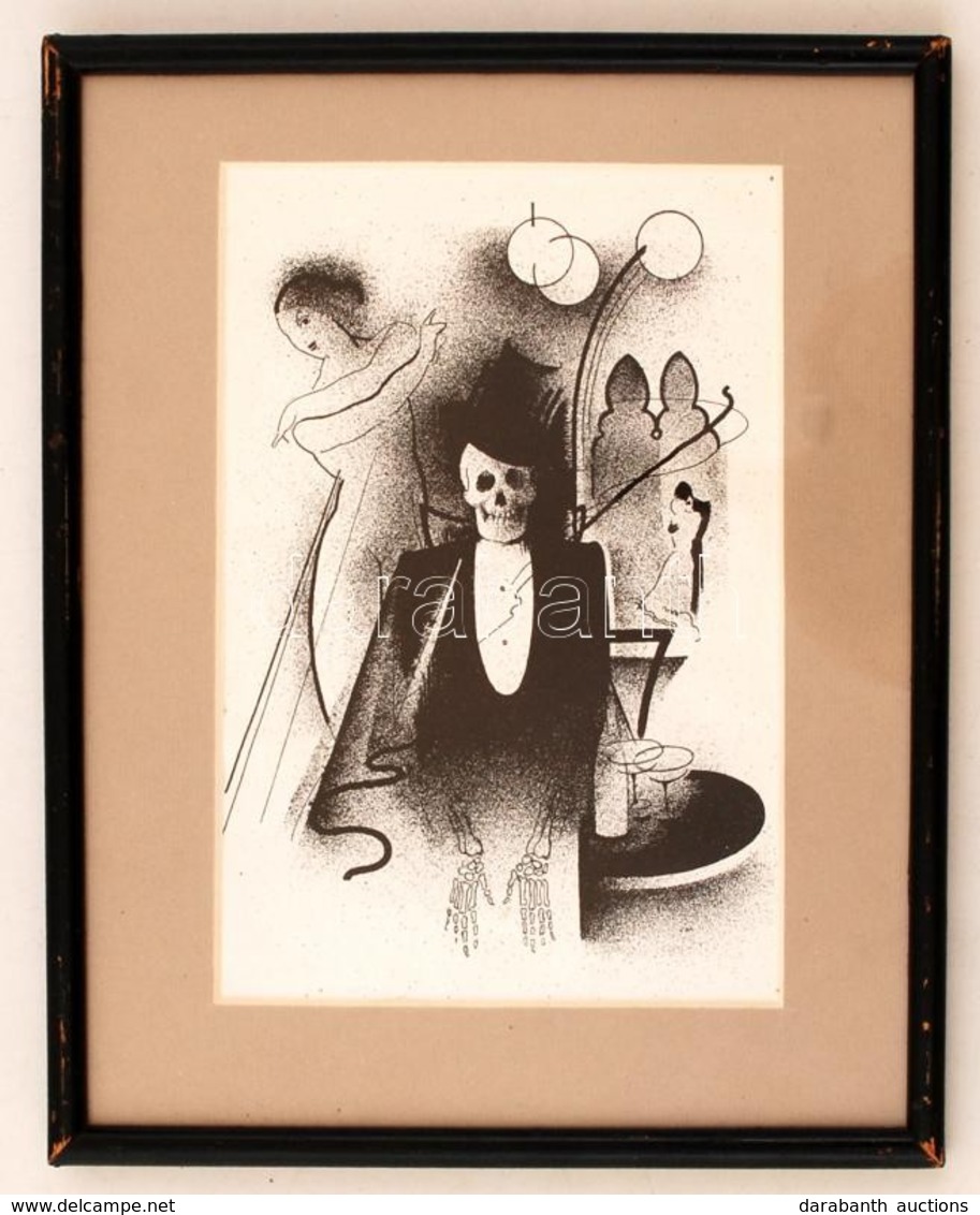 Kontuly Béla (1904-1983): Illusztráció. Litográfia, Papír, Jelzés Nélkül, üvegezett Keretben, 19×13 Cm - Sonstige & Ohne Zuordnung