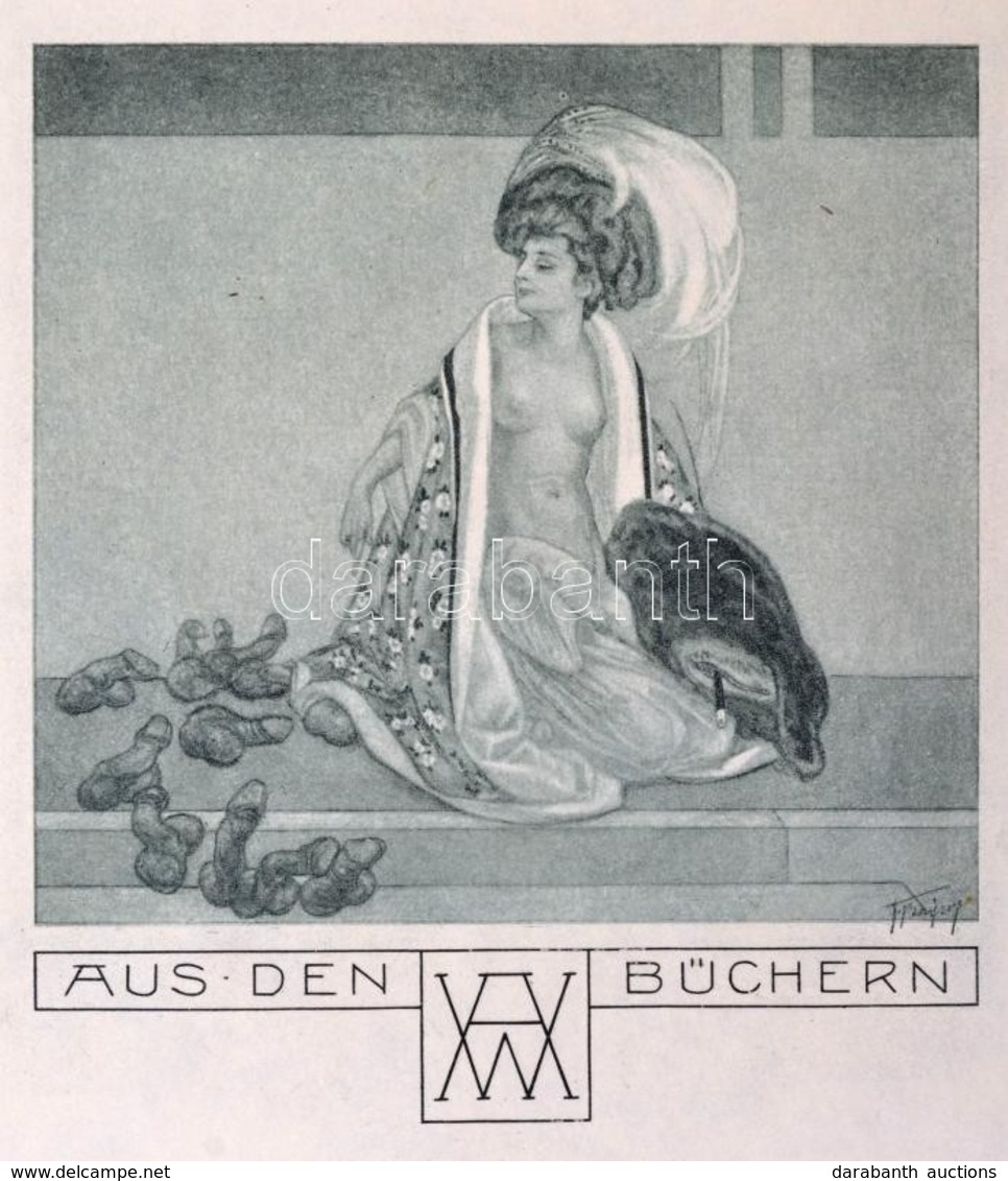 Cca 1900 Franz Von Bayros (1866-1924): 10 Db Különböz? Erotikus  és Pornográf Ex Librist Tartalmazó Mappa. Mélynyomás. H - Andere & Zonder Classificatie