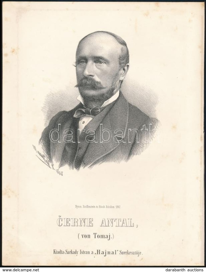 1867 Cerne Antal Von Tomaj. (Anton Cerne) (1813-1891) Szlovák Politikus.  Marastoni József K?nyomatos Portréja / Slovaki - Prenten & Gravure