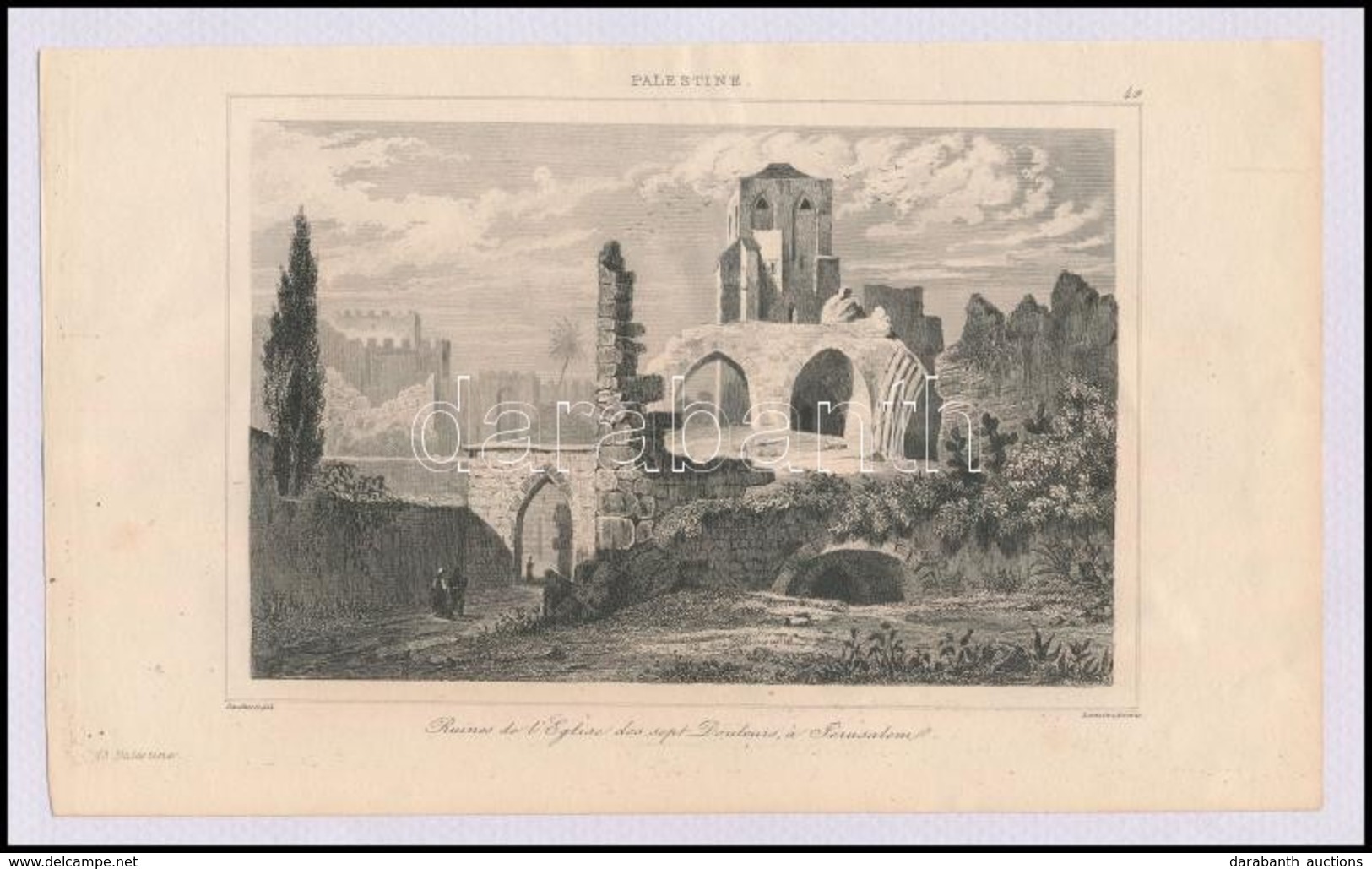 Cca 1845 Ruines De L'église Des Sept Douleurs A Jerusalem, Acélmetszet Salomon Munk 'Palestine. Description Géographique - Prenten & Gravure