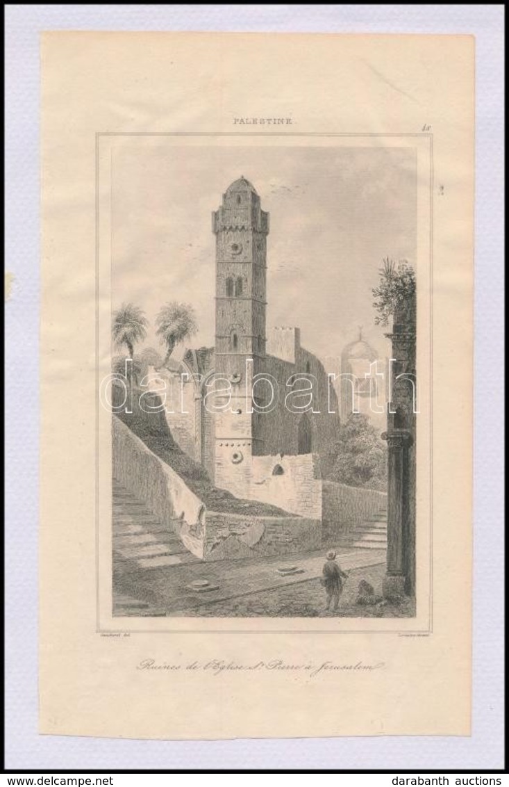 Cca 1845 Ruines De L'église Saint Pierre A Jerusalem, Acélmetszet Salomon Munk 'Palestine. Description Géographique, His - Prenten & Gravure