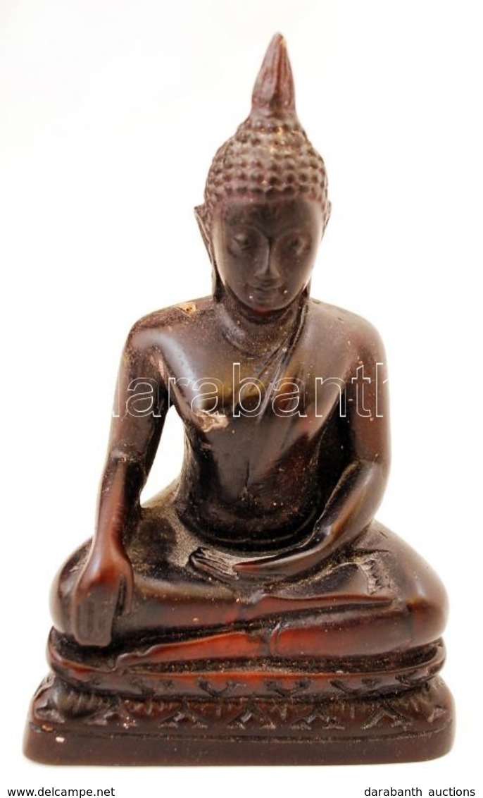 Ül? Buddha Szobor, M?gyanta?, Apró Kopásnyomokkal, Egy Helyütt Ragasztott, M: 12,5 Cm - Sonstige & Ohne Zuordnung