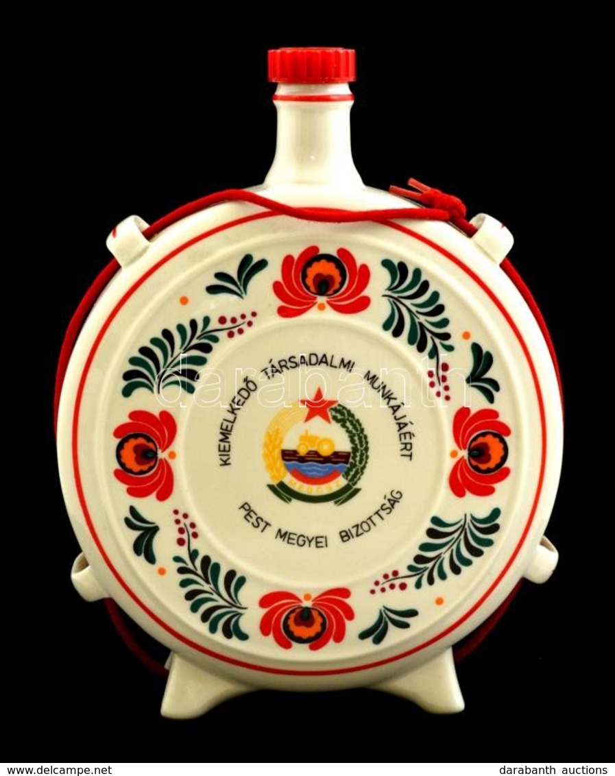 Hollóházi Porcelán Kulacs, Matricás, Hibátlan, Jelzett, 16x23 Cm - Andere & Zonder Classificatie