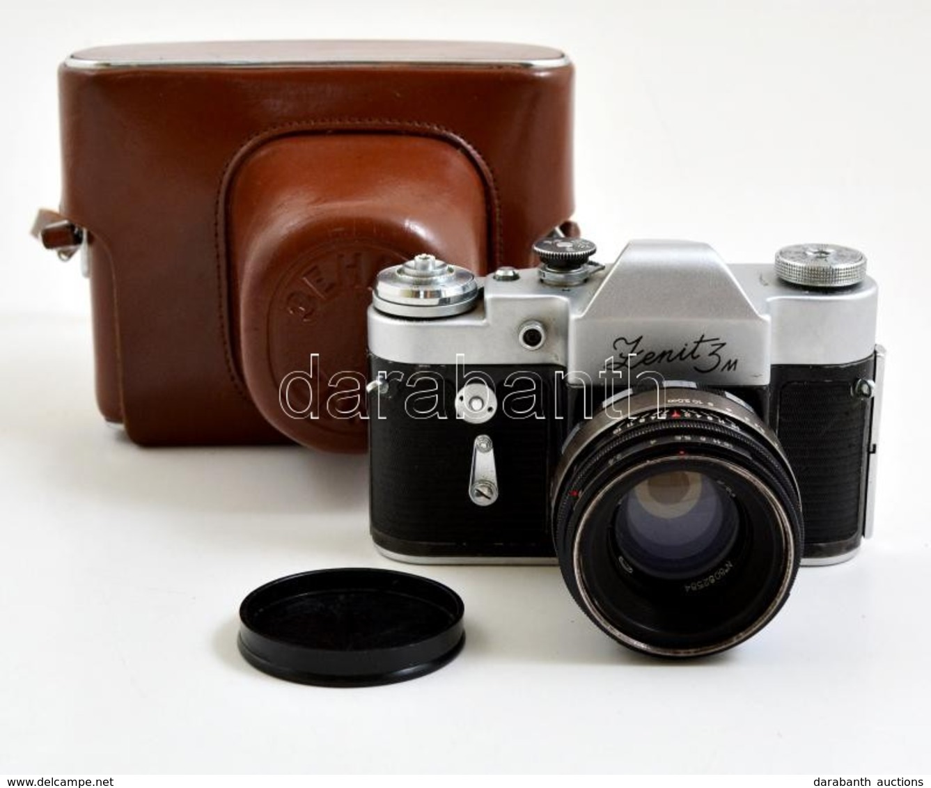 1969 Zenit 3M Fényképez?gép, Helios-44 2/58 Objektívvel, Eredeti B?r Tokjában, M?köd?képes állapotban / Vintage Russian  - Fotoapparate