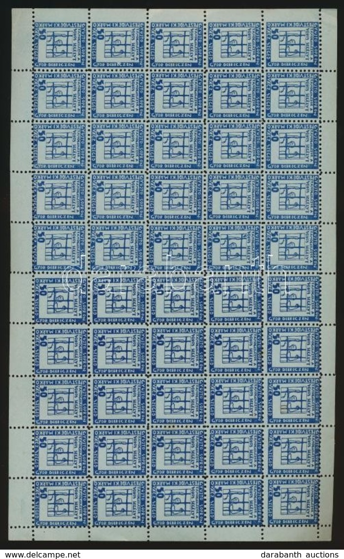 ** Kb 1930 Vörös Segély Adománybélyeg 50-es Teljes ív / Red Aid Charity Stamp, Complete Sheet Of 50 - Ohne Zuordnung