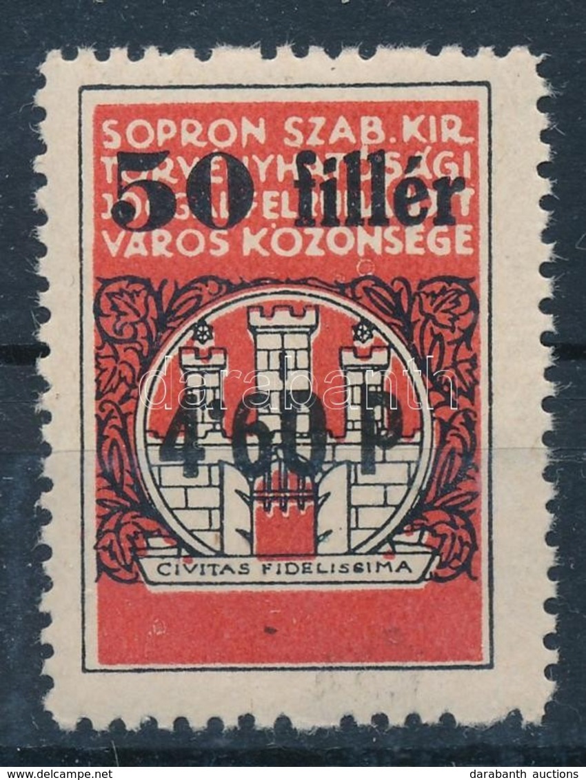 1944 Sopron Városi Illetékbélyeg 4,60 P / 50 F Eredeti Enyvezéssel - Zonder Classificatie