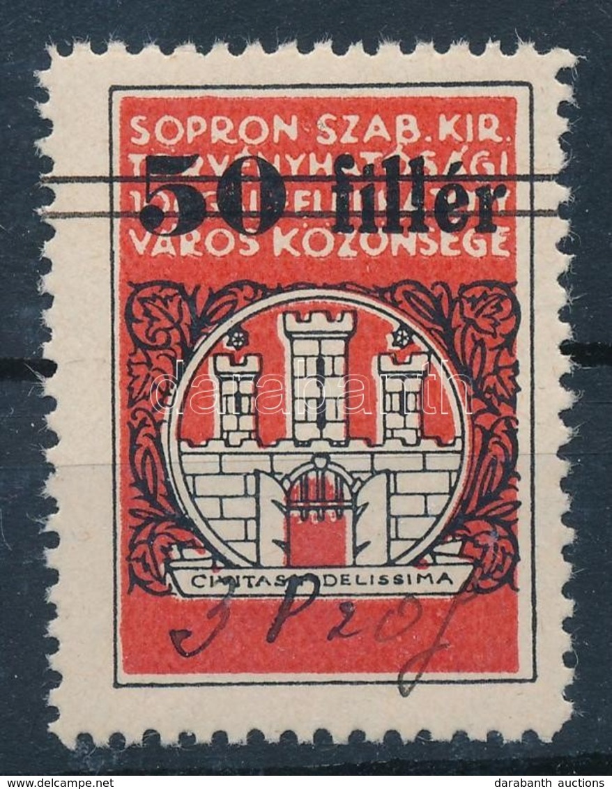 1944 Sopron Városi Illetékbélyeg 3 P / 20 F Eredeti Enyvezéssel - Zonder Classificatie
