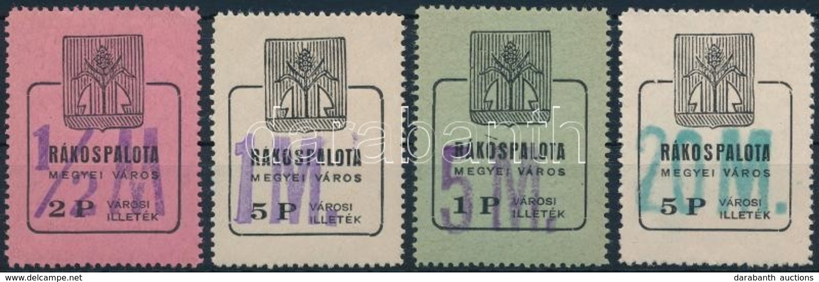 1946 Rákospalota Városi Illetékbélyeg 1/2M/2P Antiqua Bet?típussal, 1M/5P, 5M/1P, 20M/5P (25.500) - Ohne Zuordnung