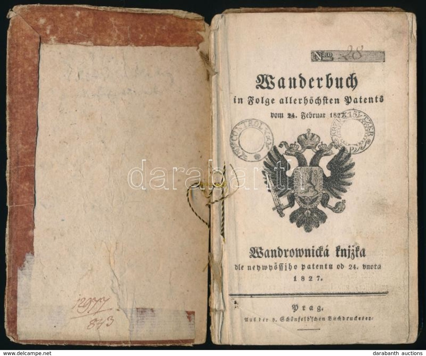 1830-1842 Vándorkönyv, Cipész Részére, Német és Cseh Nyelven, Számos Bejegyzéssel, Pecsétekkel, Közte Egy Viaszpecséttel - Zonder Classificatie