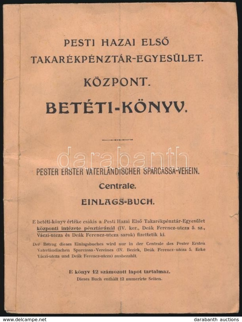 1920 Pesti Hazai Els? Takarékpénztár-Egyesület Betétkönyve - Ohne Zuordnung