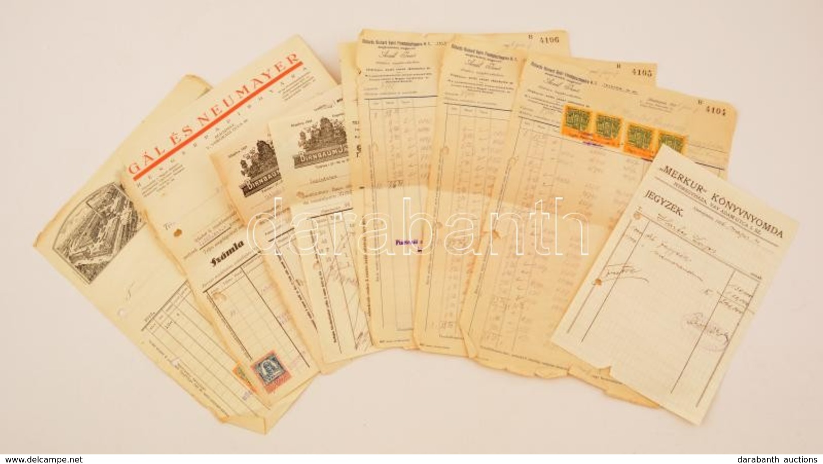 1926 - Vegyes Számla Tétel Okmánybélyegekkel, 10 Db / Collection Of Mixed Vintage Invoices With Document Stamps - Ohne Zuordnung