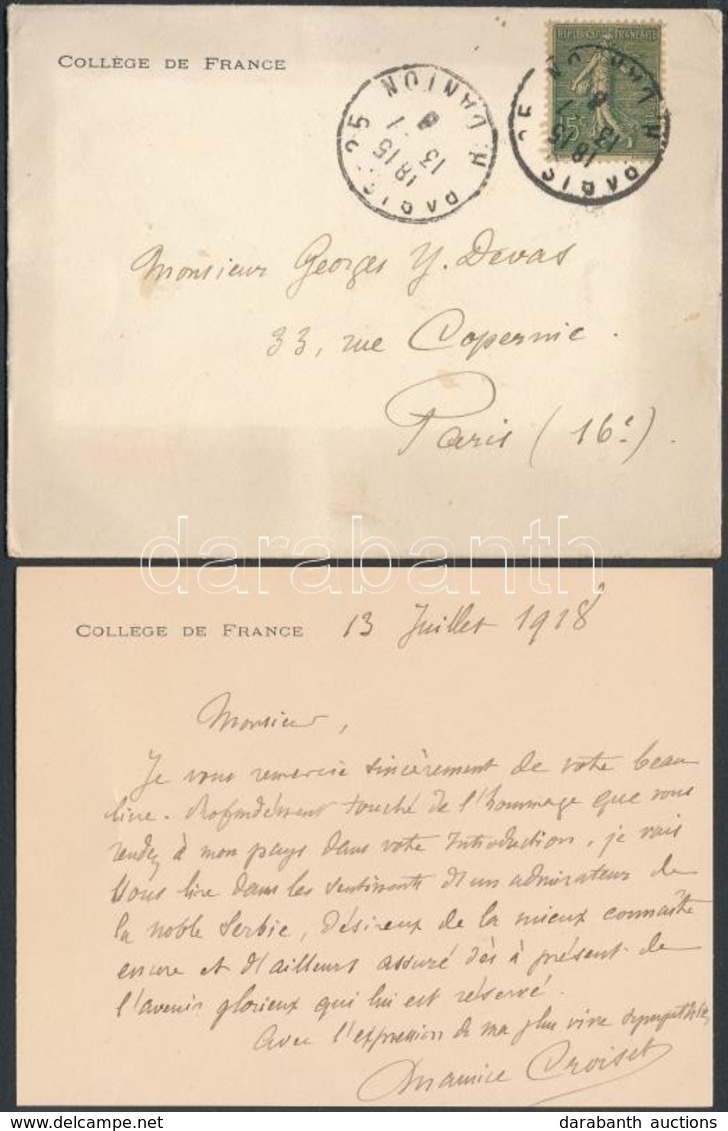 Maurice Croiset (1846-1935) Francia Tudós Sajét Kézzel írt Levele / Autograph Written Letter Of Maurice Croiset French H - Zonder Classificatie