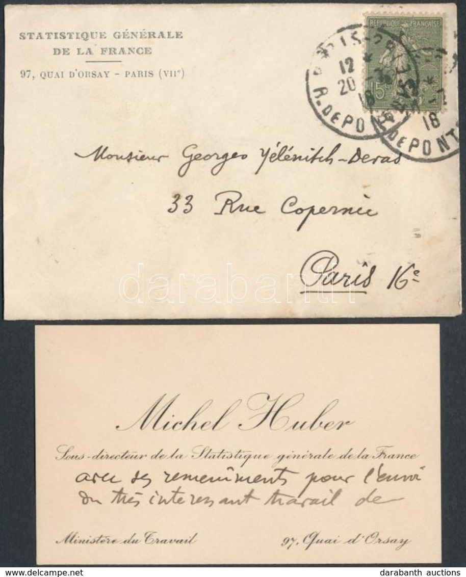 Michael Huber Francia Történész, Statisztikus Saját Kézzel írt Levele / Autograph Written Letter Of Michael Huber French - Zonder Classificatie