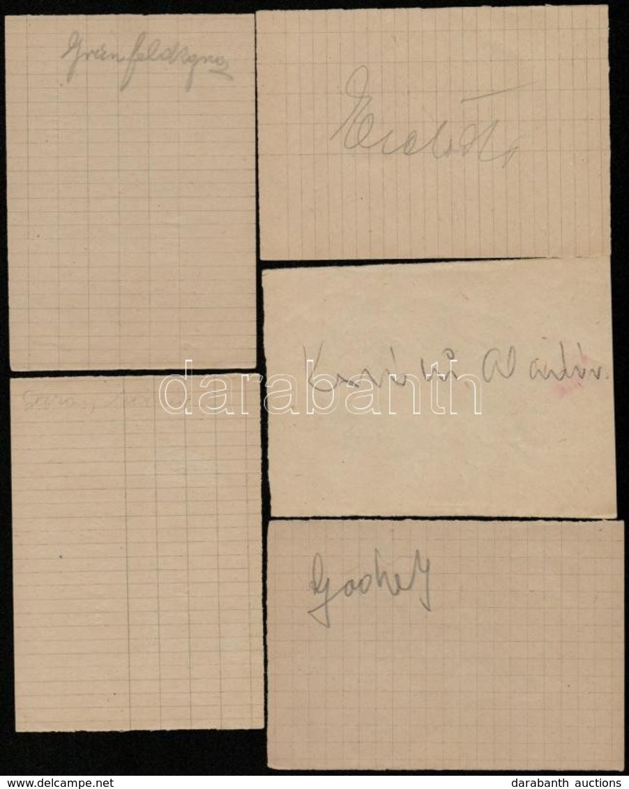 Sportolók Aláírása, 5 Db (Garai Mária, Kovácsi Aladár, Grünfeld Ignác, Stb.) - Andere & Zonder Classificatie