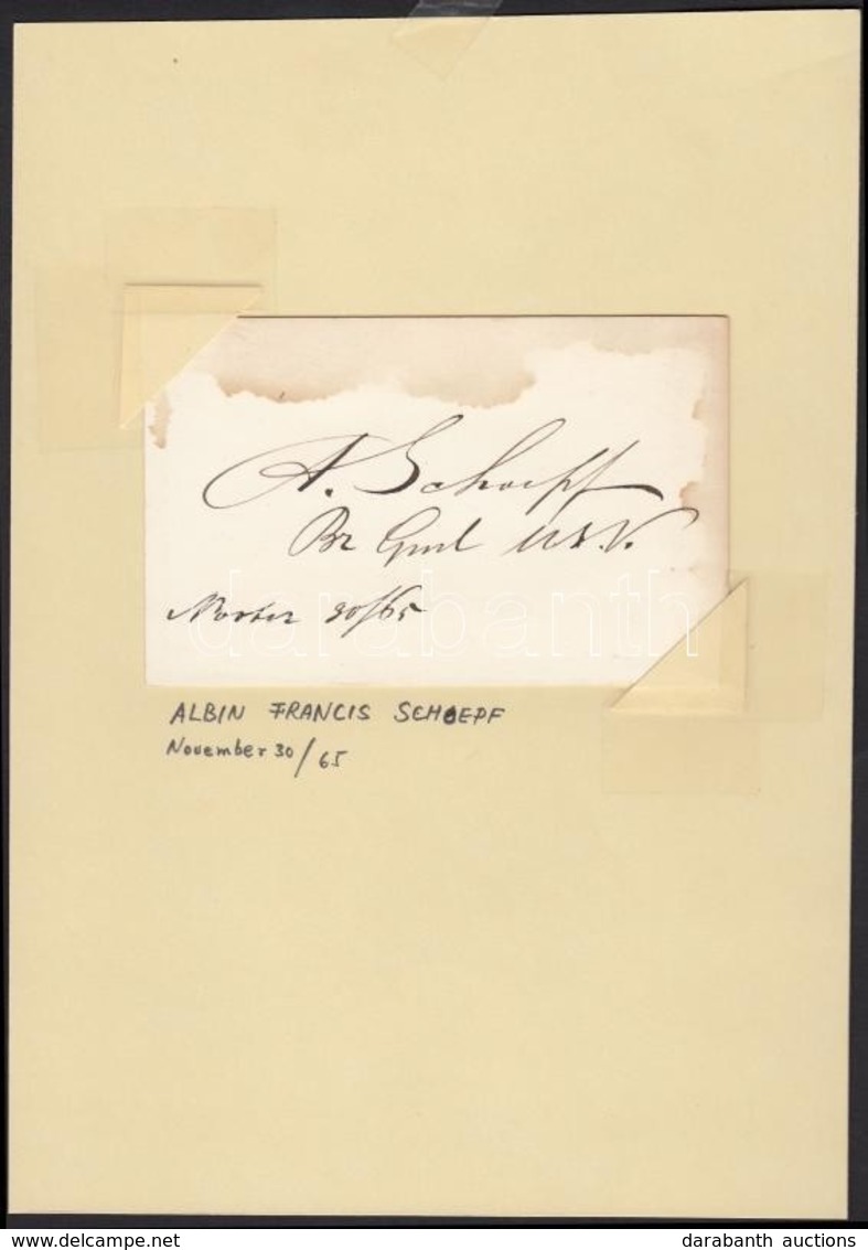 1865 Albin Francis Schoepf (1822-1886) Amerikai Polgárháborús Tábornok Saját Kez? Aláírása Névkártyán / 
1865 Albin Fran - Sonstige & Ohne Zuordnung