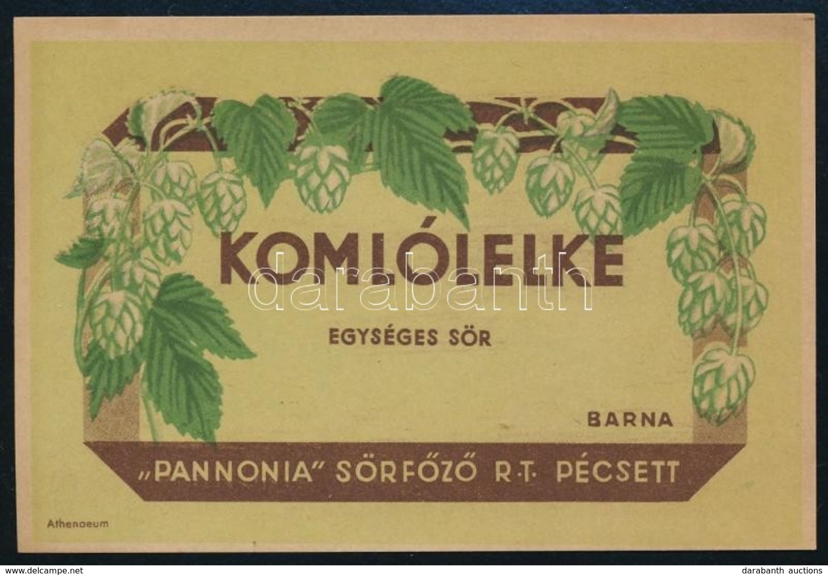 Cca 1940 Komló Lelke Sörcímke - Werbung