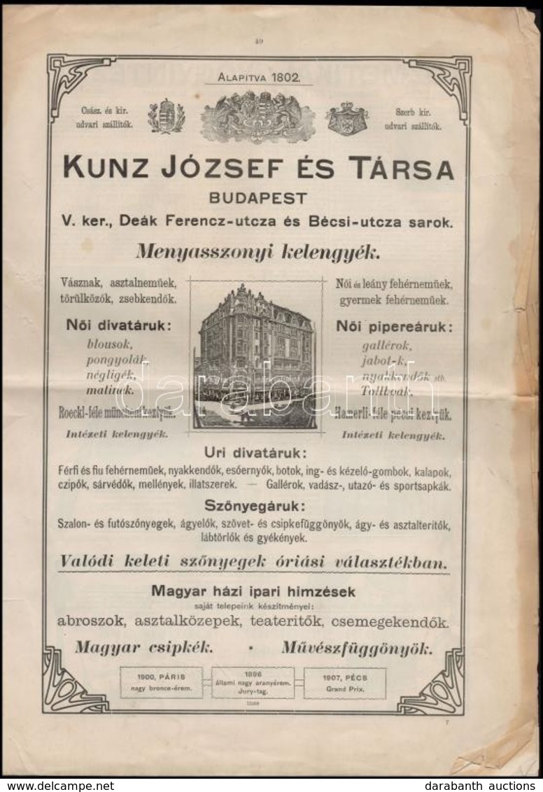 1909 Reklámok A Vasárnapi Ujságból, Kissé Viseltes állapotban, 41x28 Cm - Reclame