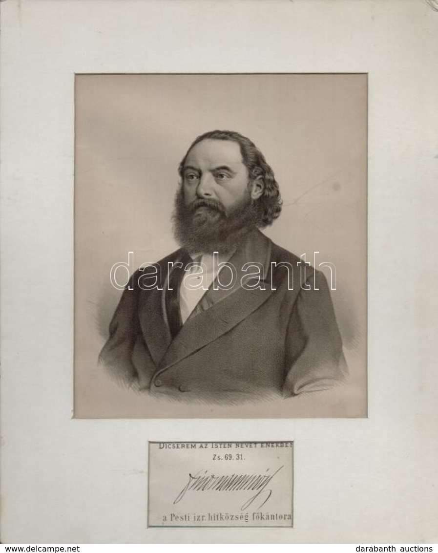 Firedmann Mór (1821-1891) A Pesti Izraelita Hitközség F?kántorának Litografált Portréja és Aláírása, Paszpartuban, 37x30 - Andere & Zonder Classificatie