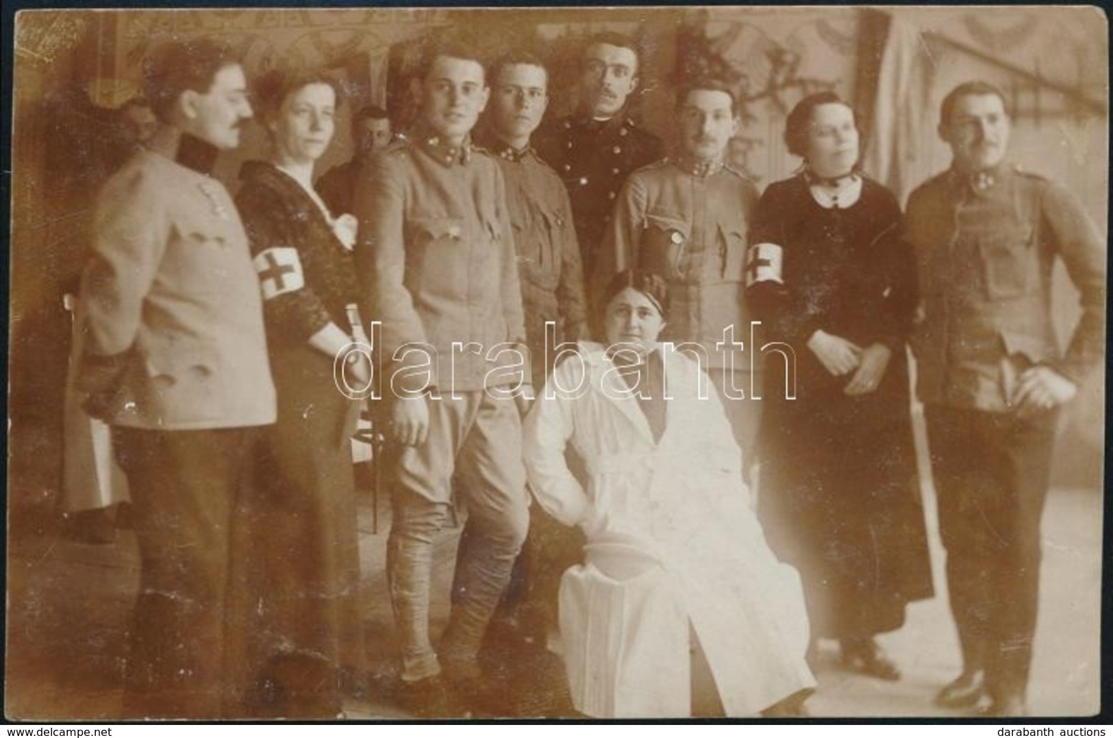 1916 Korytnica-Rózsahegy, Vöröskeresztes Kórházi Csoportkép, Fotó, Postán Megküldve, 9×14 Cm - Sonstige & Ohne Zuordnung