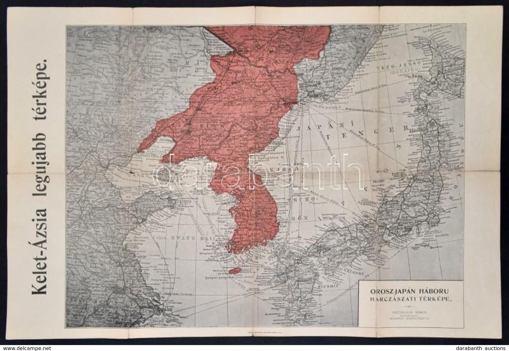 Cca 1904-1905 Kelet Ázsia Legújabb Térképe - Orosz-japán Háború Harcászati Térképe. Bp., Grünbaum Ármin, Korvin-testvére - Andere & Zonder Classificatie