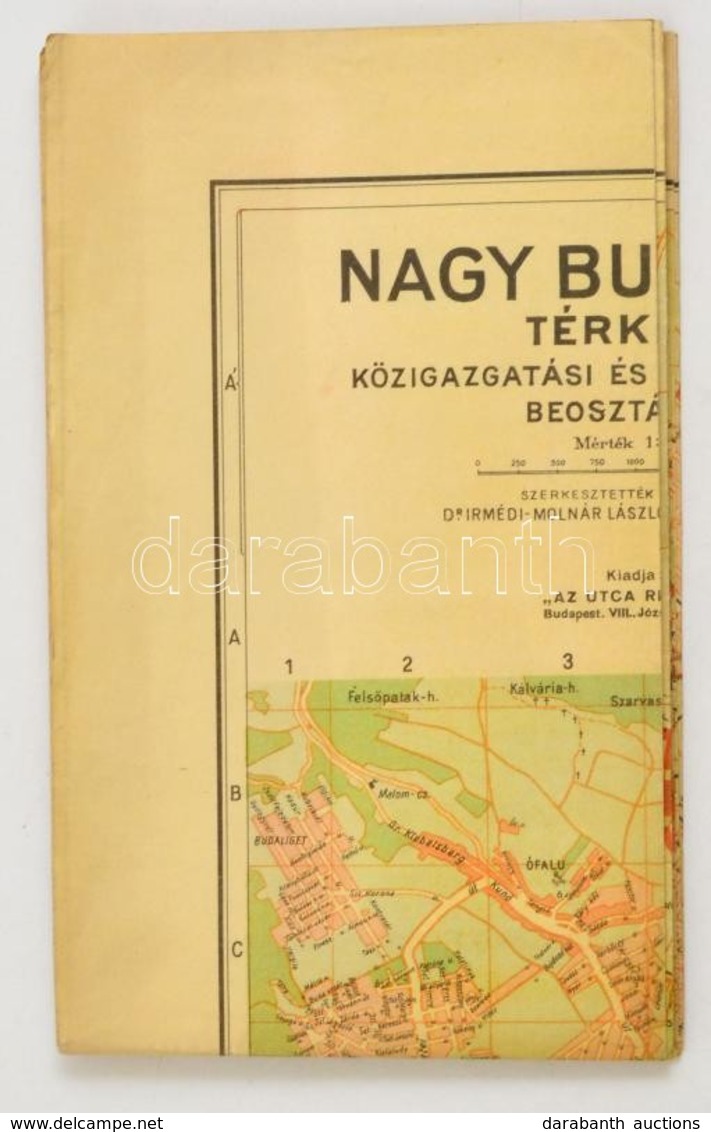 Cca 1947 Nagy-Budapest Térképe, 1:30000, Honvéd Térképészeti Intézet, 86,5×104 Cm - Andere & Zonder Classificatie