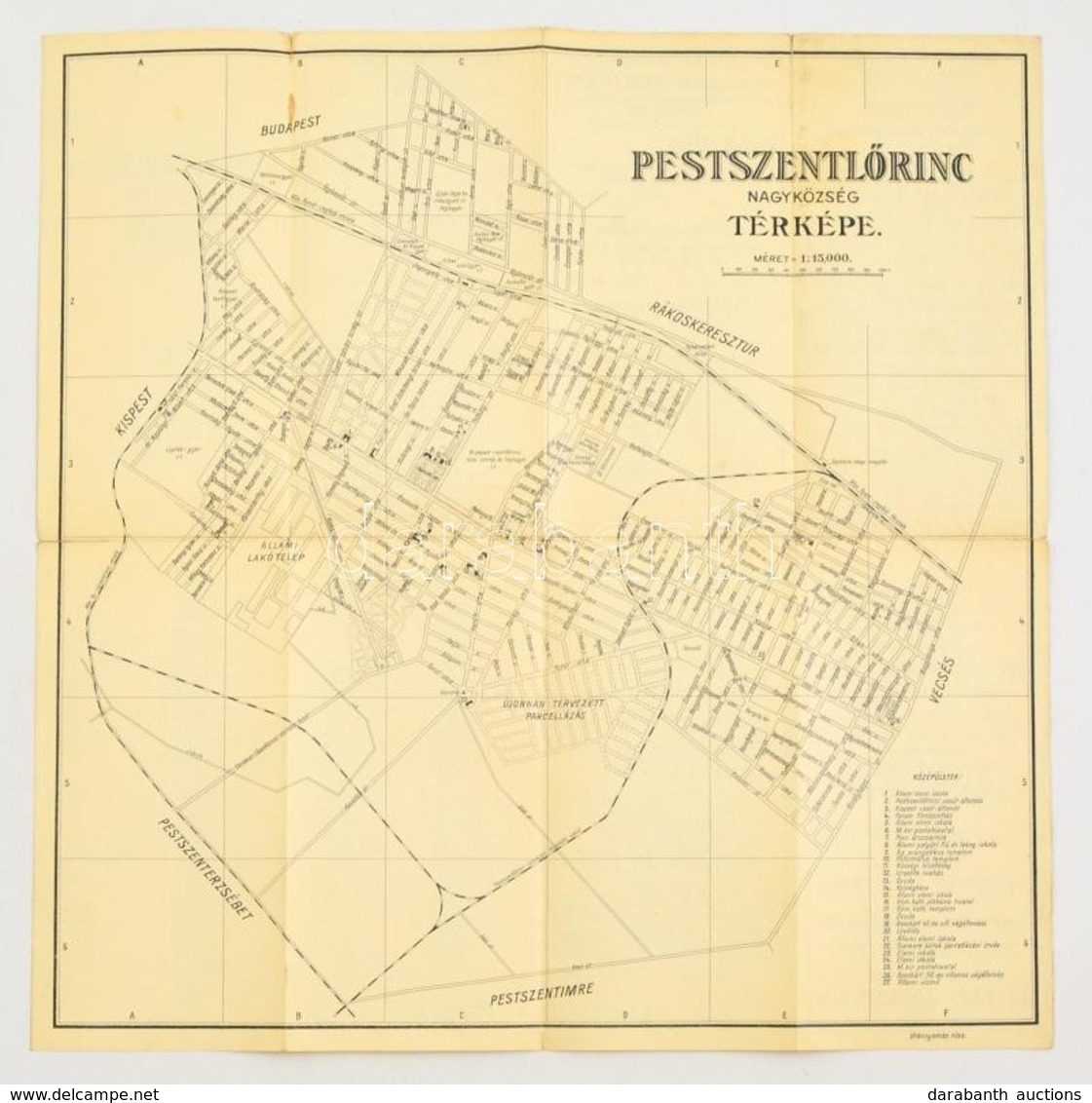 Pestszentl?rinc Térképe, 1:15000, Kiad. Daróczy Endre Nyugalmazott Jegyz?, 42,5×41,5 Cm - Andere & Zonder Classificatie