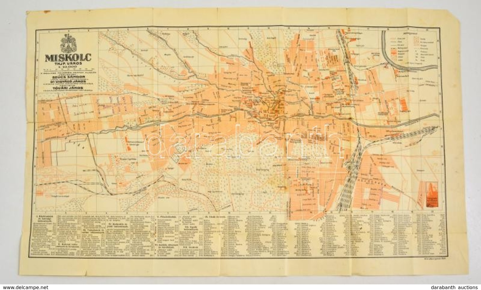 1928 Miskolc Térképe, 1:10000, Terv. Sz?cs Sándor, Turistaság és Alpinizmus, 73×45 Cm - Sonstige & Ohne Zuordnung