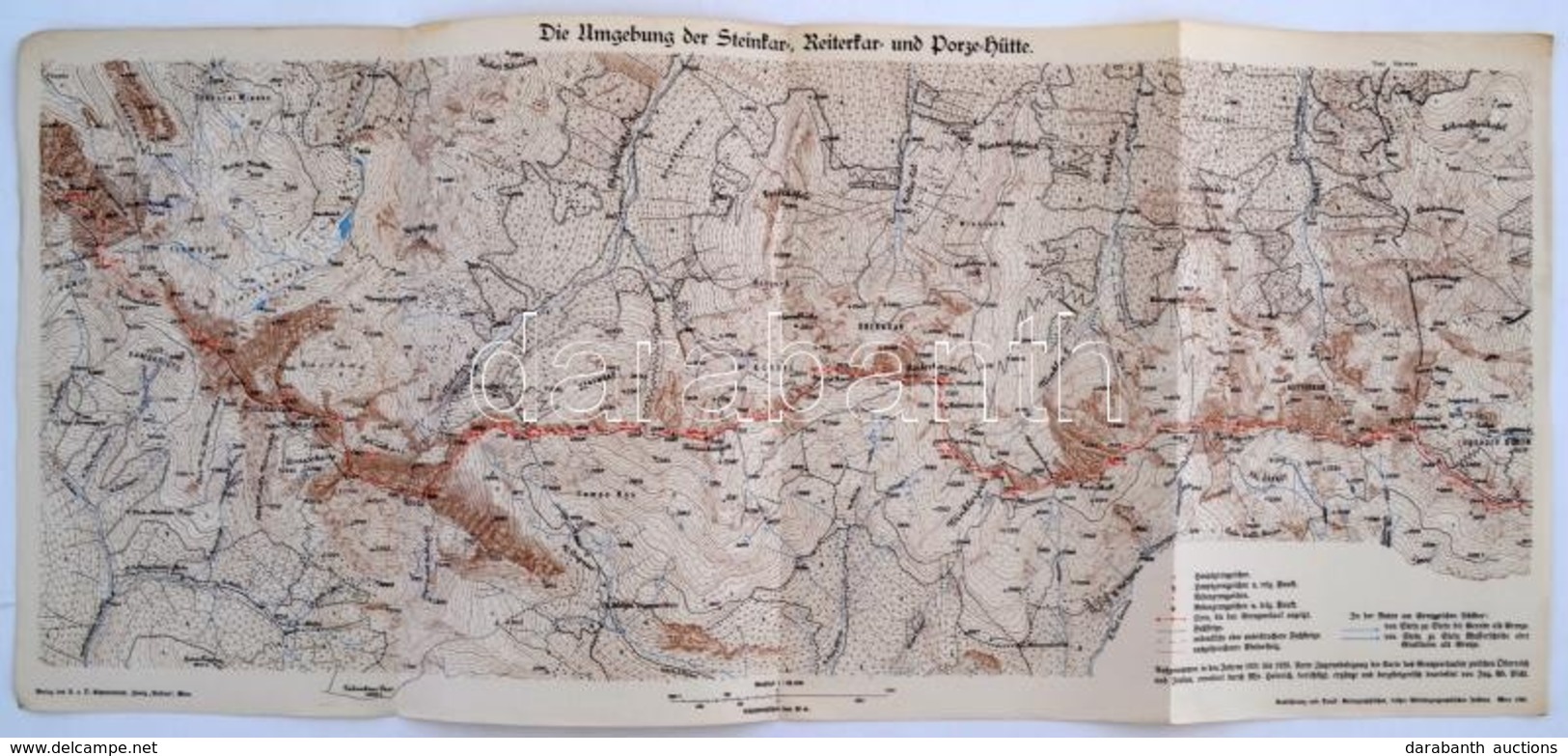 1926 A Steinlar és A Porze Hütte Barlangok Környékének Térképe  / Map Of The Area Of Austrian Caves - Andere & Zonder Classificatie