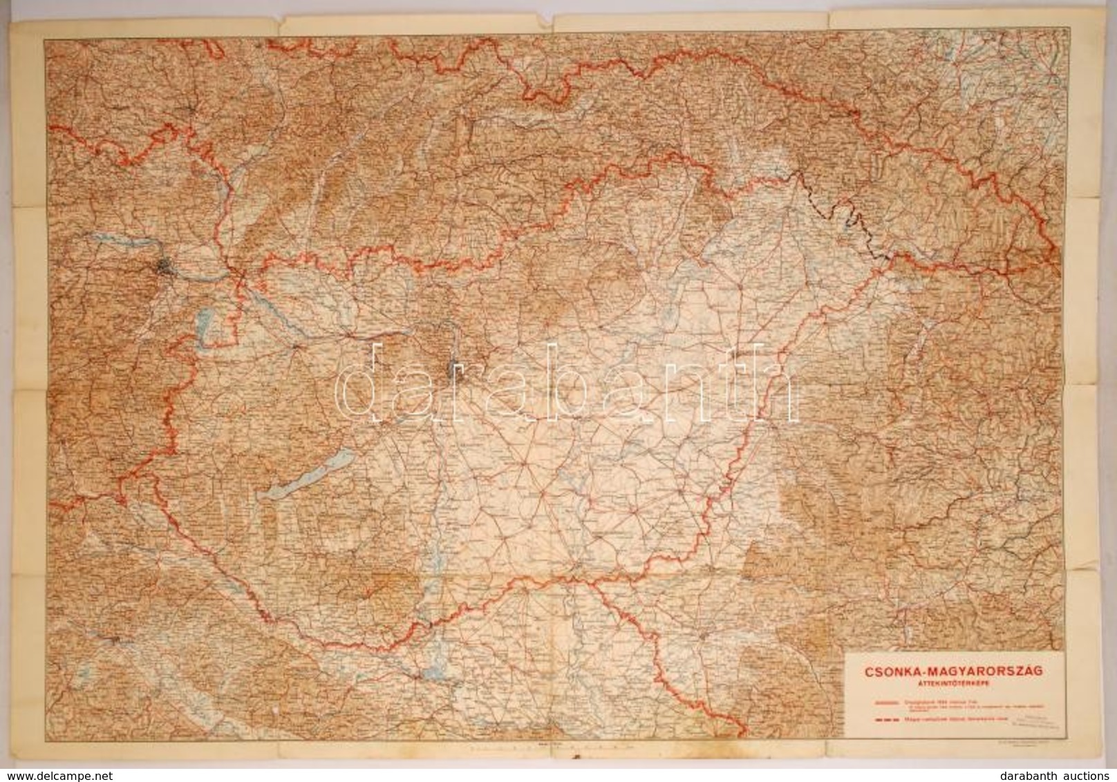 1939 Csonka-Magyarország áttekint?térképe, Kiadja A M. Kir. Térképészeti Intézet, Szakadt, 71x100 Cm - Andere & Zonder Classificatie