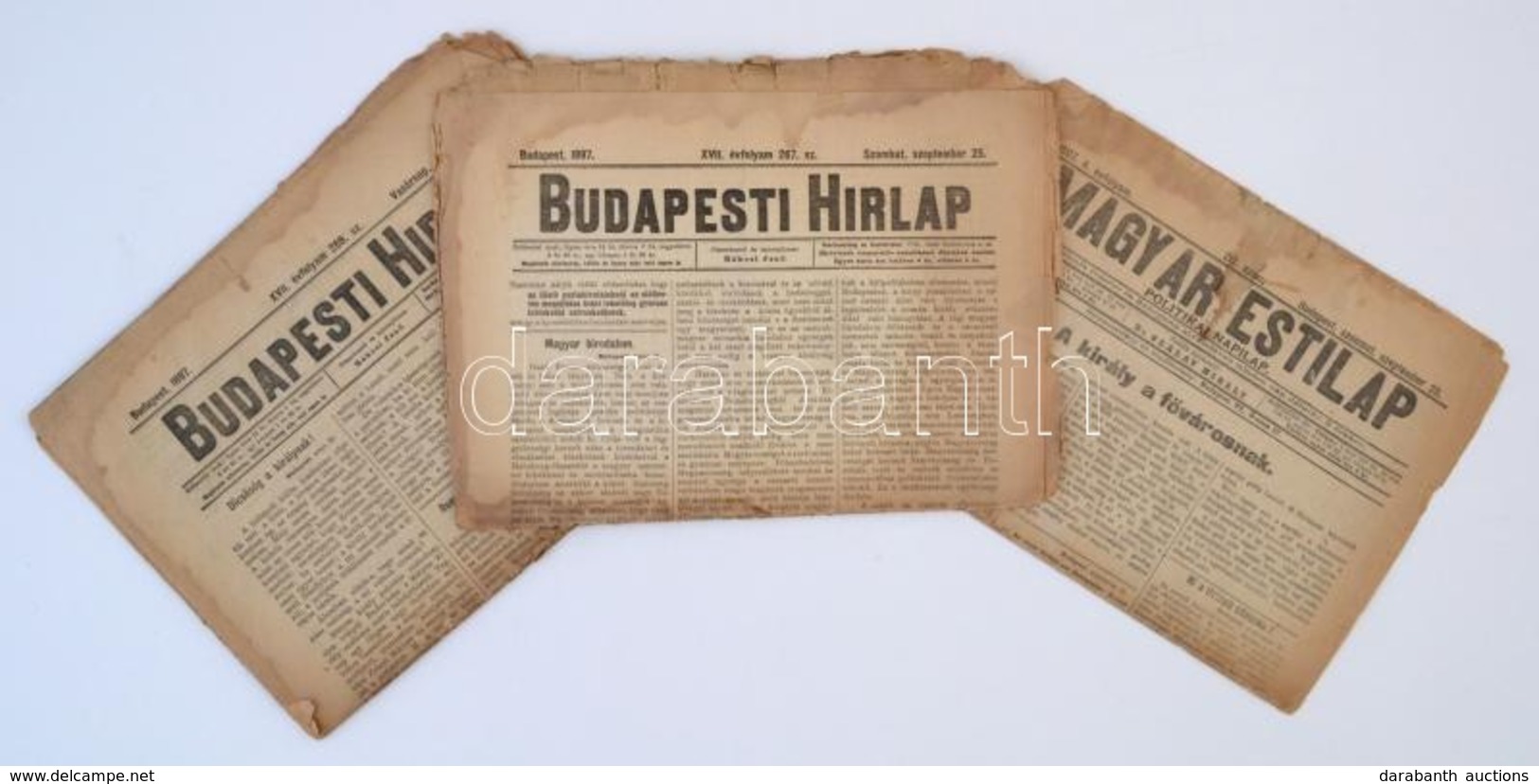 1897 Vegyes Nyomtatvány Tétel, 3 Db: Budapesti Hírlap 1897. Szeptember 25,,26., XVII. évf., 267.,268 Számok. Magyar Esti - Zonder Classificatie