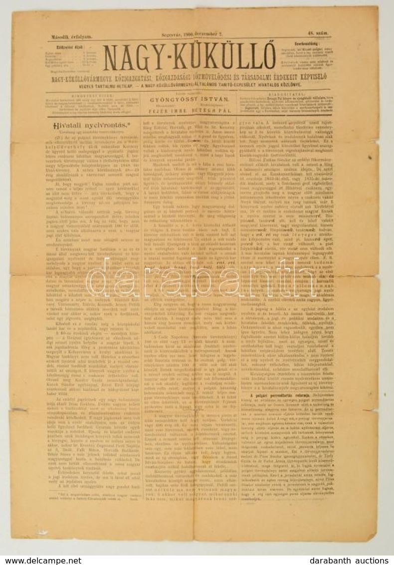 Nagy-Küküll?, II. évf. 48. Szám, 1900. December 2., Szerk.: Gyöngyössy István, Segesvár, Betegh Pál, Kissé Viseltes, Sza - Ohne Zuordnung