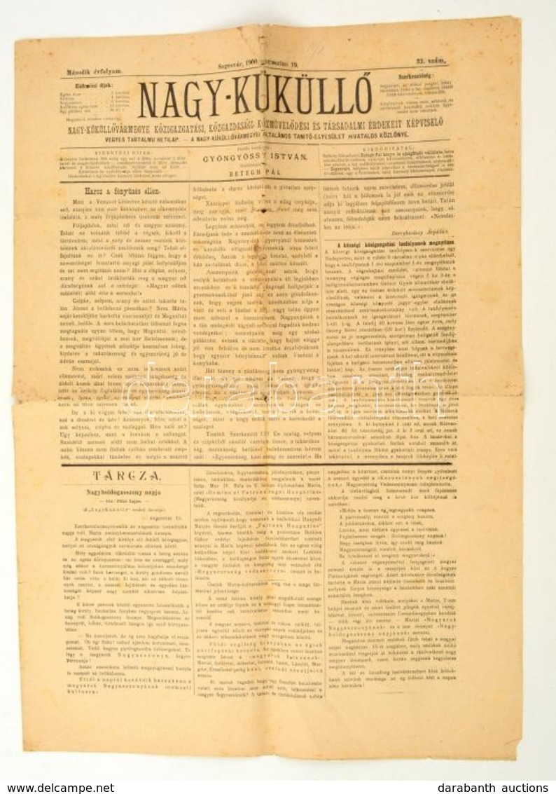 Nagy-Küküll?, II. évf. 33. Szám, 1900. Augusztus 19., Szerk.: Gyöngyössy István, Segesvár, Betegh Pál, Kissé Viseltes, S - Zonder Classificatie