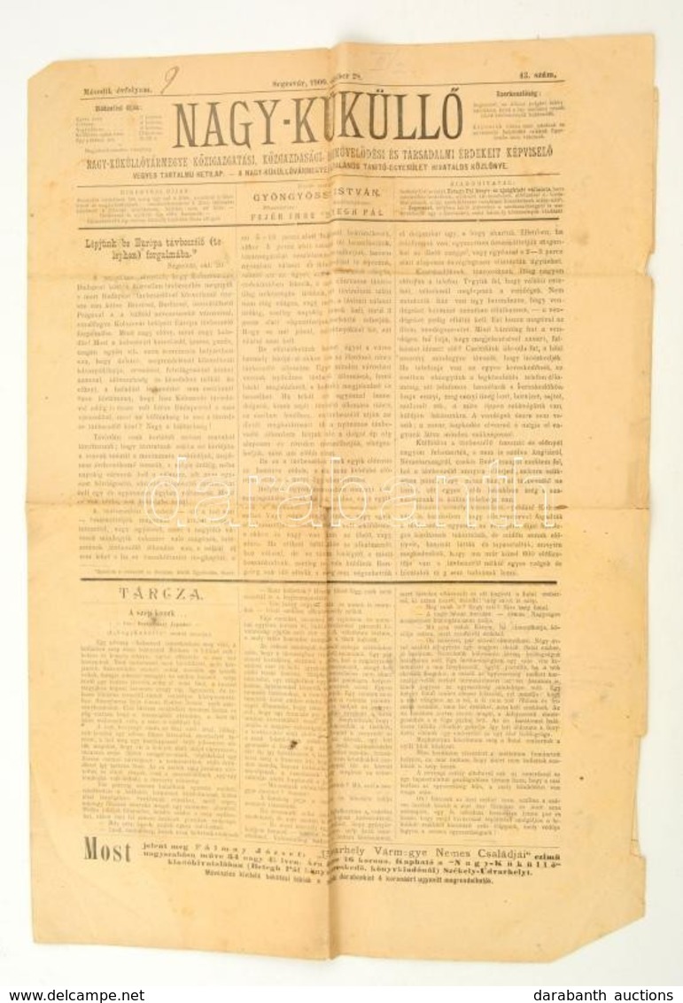 Nagy-Küküll?, II. évf. 43. Szám, 1900. Október 28., Szerk.: Gyöngyössy István, Segesvár, Betegh Pál, Kissé Viseltes, Sza - Zonder Classificatie